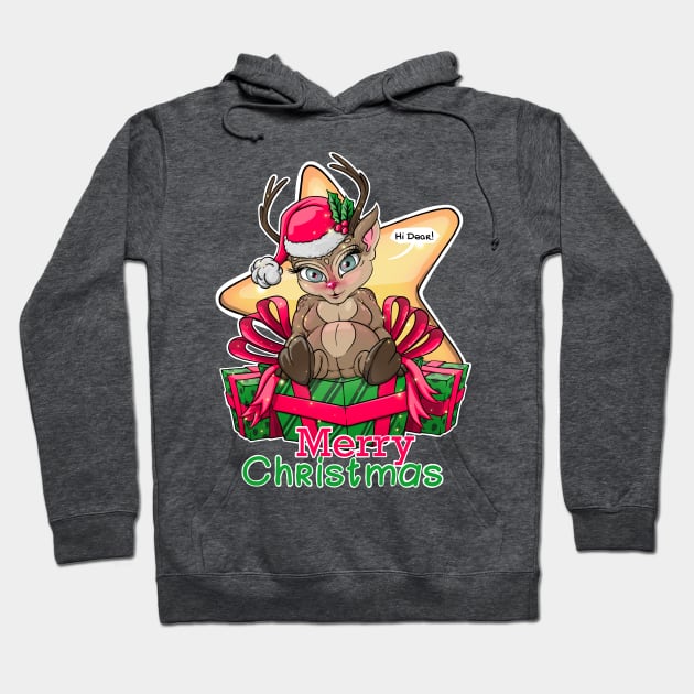 Christmas Deer with gifts for you! Merry Christmas Hoodie by Mei.illustration